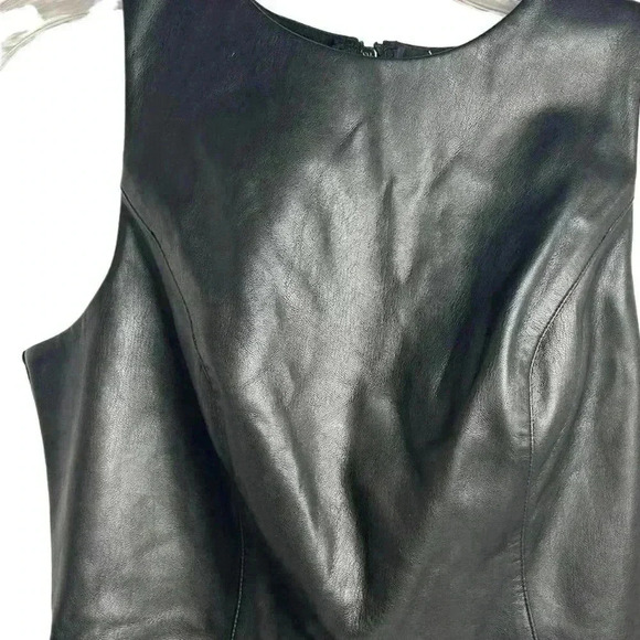 Bar III Women's Sleeveless Peplum Top Black Size S Casual Faux leather Blouse - Picture 2 of 9